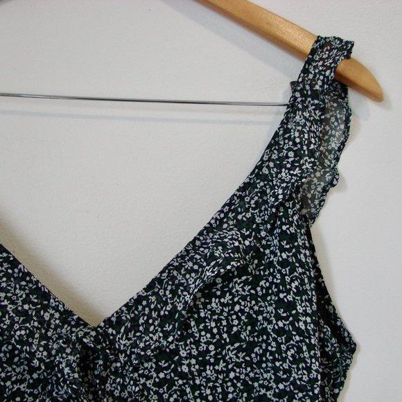 Floral Summer Sleeveless Mini Dress Storia Green White Ruffles Wedding Medium - Picture 7 of 16